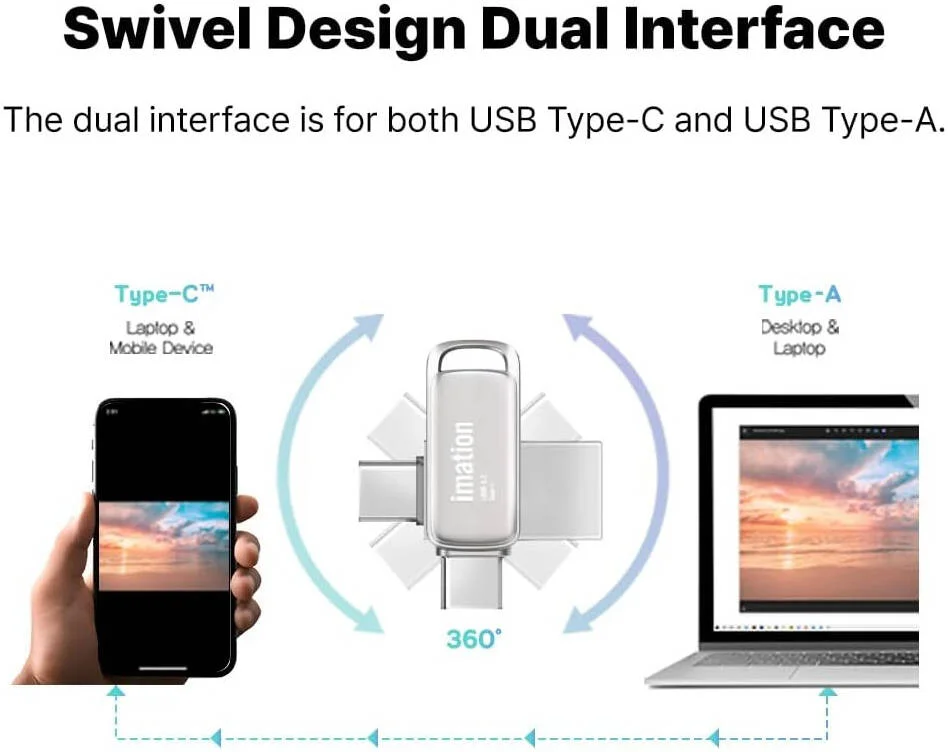 فلش درایو USB 3.2 Gen1 Z1 OTG ایمیشن، سرعت خواندن 100 مگابایت بر ثانیه، رابط دوگانه USB C و USB A، ظرفیت 64 گیگابایت، نیکل مرواریدی | Z1 فلش درایو USB 3.2 Gen1 Z1 OTG ایمیشن، سرعت خواندن 100 مگابایت بر ثانیه، رابط دوگانه USB C و USB A، ظرفیت 64 گیگابایت، نیکل مرواریدی | Z1