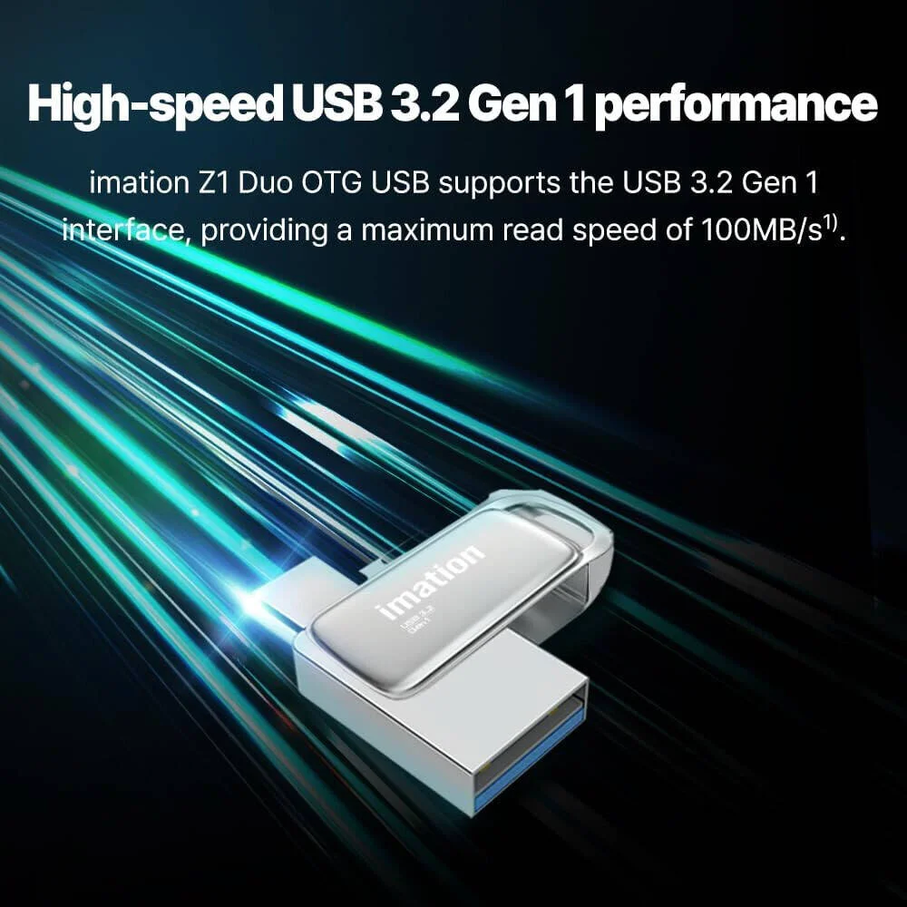 فلش مموری USB 3.2 Gen1 Z1 OTG ایمیشن، سرعت خواندن 100 مگابایت بر ثانیه، رابط دوگانه USB C و USB A، ظرفیت 128 گیگابایت، نیکل مرواریدی | Z1 فلش مموری USB 3.2 Gen1 Z1 OTG ایمیشن، سرعت خواندن 100 مگابایت بر ثانیه، رابط دوگانه USB C و USB A، ظرفیت 128 گیگابایت، نیکل مرواریدی | Z1