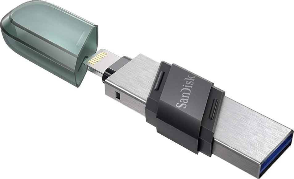 فلش مموری 64 گیگابایتی SanDisk iXpand 2-in-1 Flip، کانکتور USB 3.2 Gen 1 Type-A، کانکتور Lightning، درپوش چرخشی، سازگار با iPhone & iPad / PC و Mac | SDIX90N-064G-GN6NN