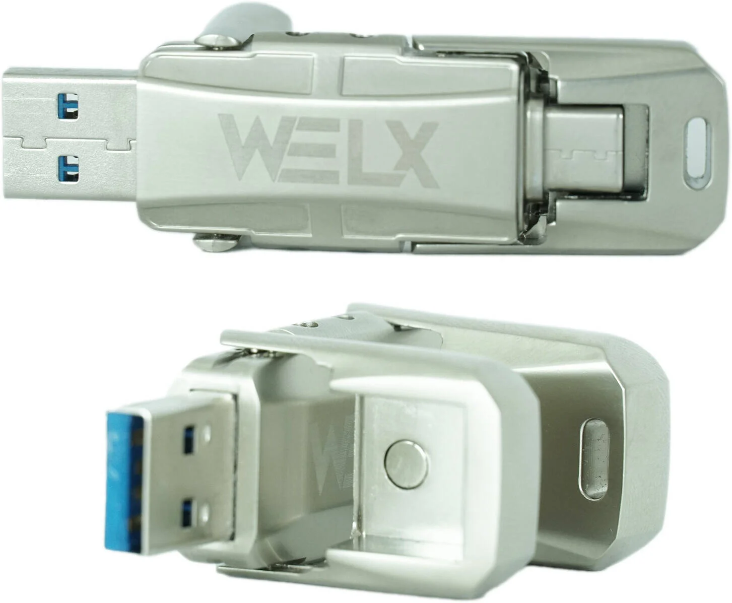 حافظه فلش بسیار سریع Welx 3.2 USB، ظرفیت 1 ترابایت، همگام سازی سریع، دو رابط (USB-C + USB-A)، سرعت خواندن و نوشتن 400 مگابایت بر ثانیه، خاکستری | WELX-UF1TB