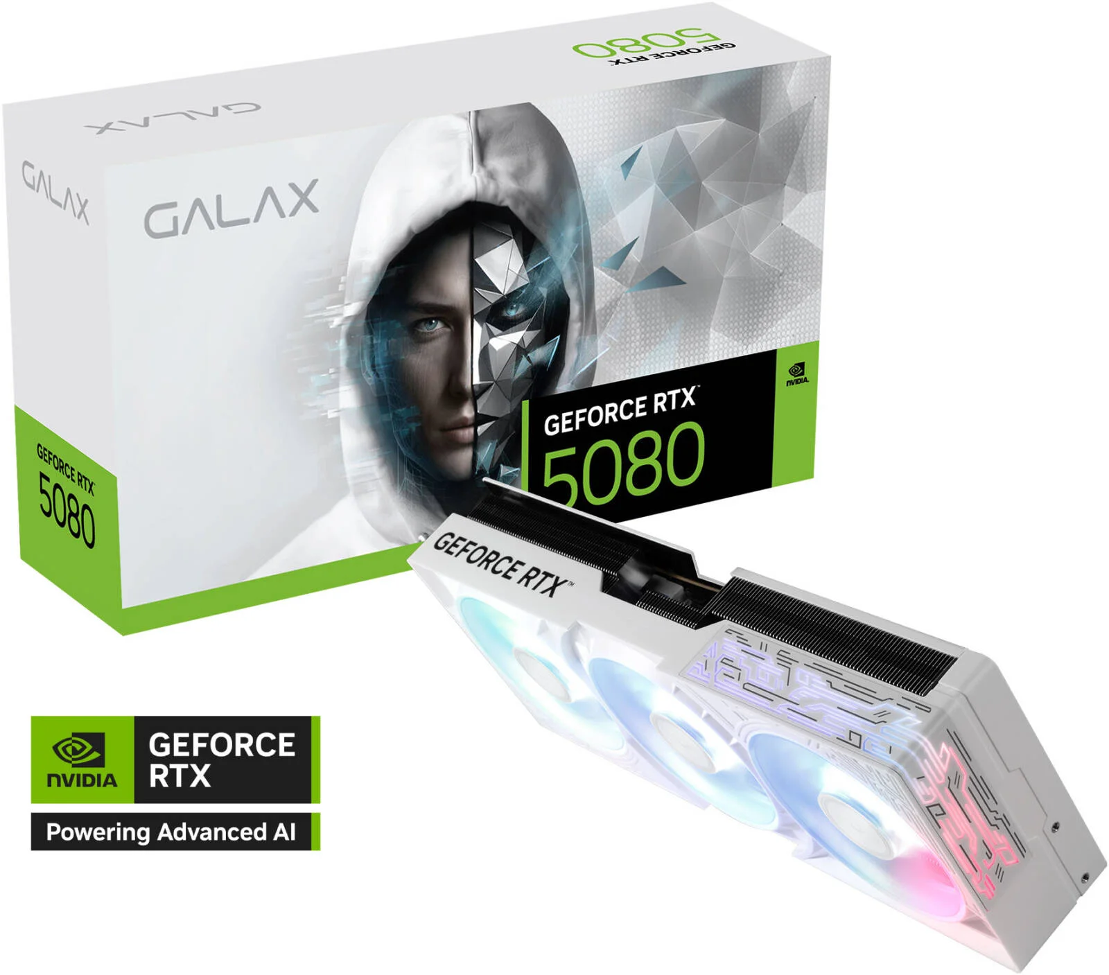 کارت گرافیک GALAX GeForce RTX 5080 1-Click OC، حافظه 16 گیگابایتی GDDR7 256 بیتی، فرکانس بوست 2625 مگاهرتز، سرعت حافظه 30 گیگابیت بر ثانیه، 10752 هسته CUDA، PCI-Express 5.0، سفید | 58NZN6MDBCWH