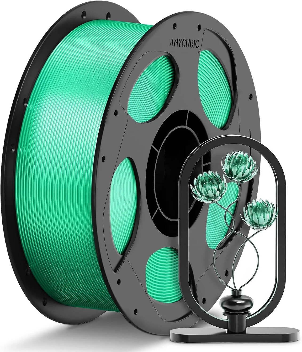 فیلامنت پرینتر سه بعدی PETG شفاف Anycubic، قطر 1.75 میلی متر، دقت ابعادی +/- 0.02 میلی متر، استحکام فوق العاده، قابل چاپ با اکثر پرینترهای سه بعدی FDM، اسپول 1 کیلوگرمی، سبز شفاف | AHPETR-102