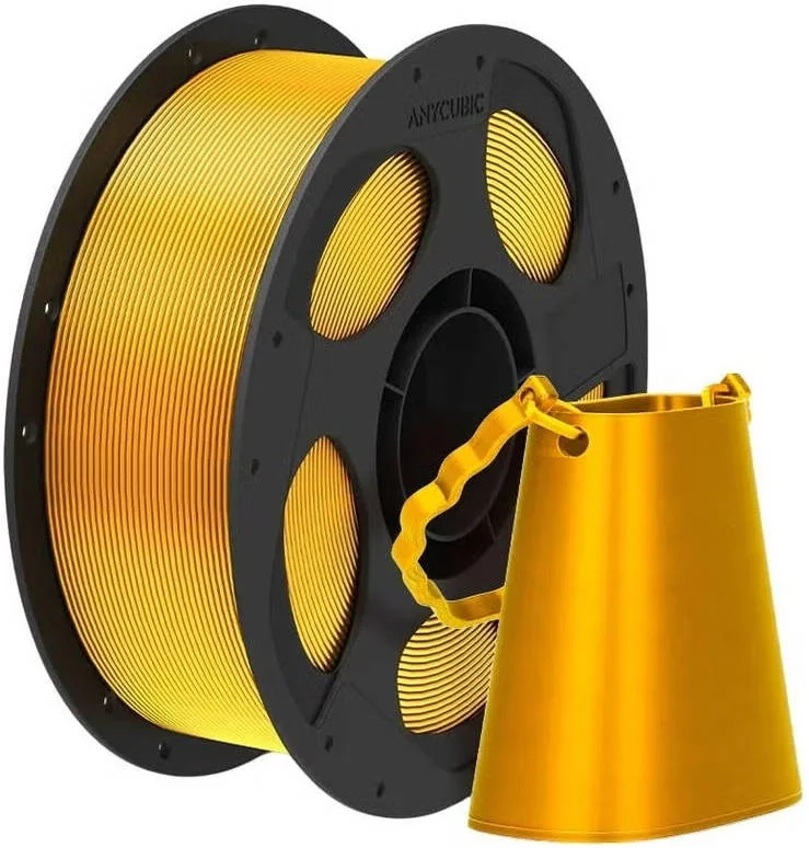فیلامنت پرینتر سه بعدی PLA ابریشمی Anycubic، قطر 1.75 میلی متر، چگالی بالا، حفاظت از محیط زیست، مواد اصلی، گرادیان قابل تنظیم، درخشش قابل کنترل، 1 کیلوگرم، طلایی | AHSCGD-103