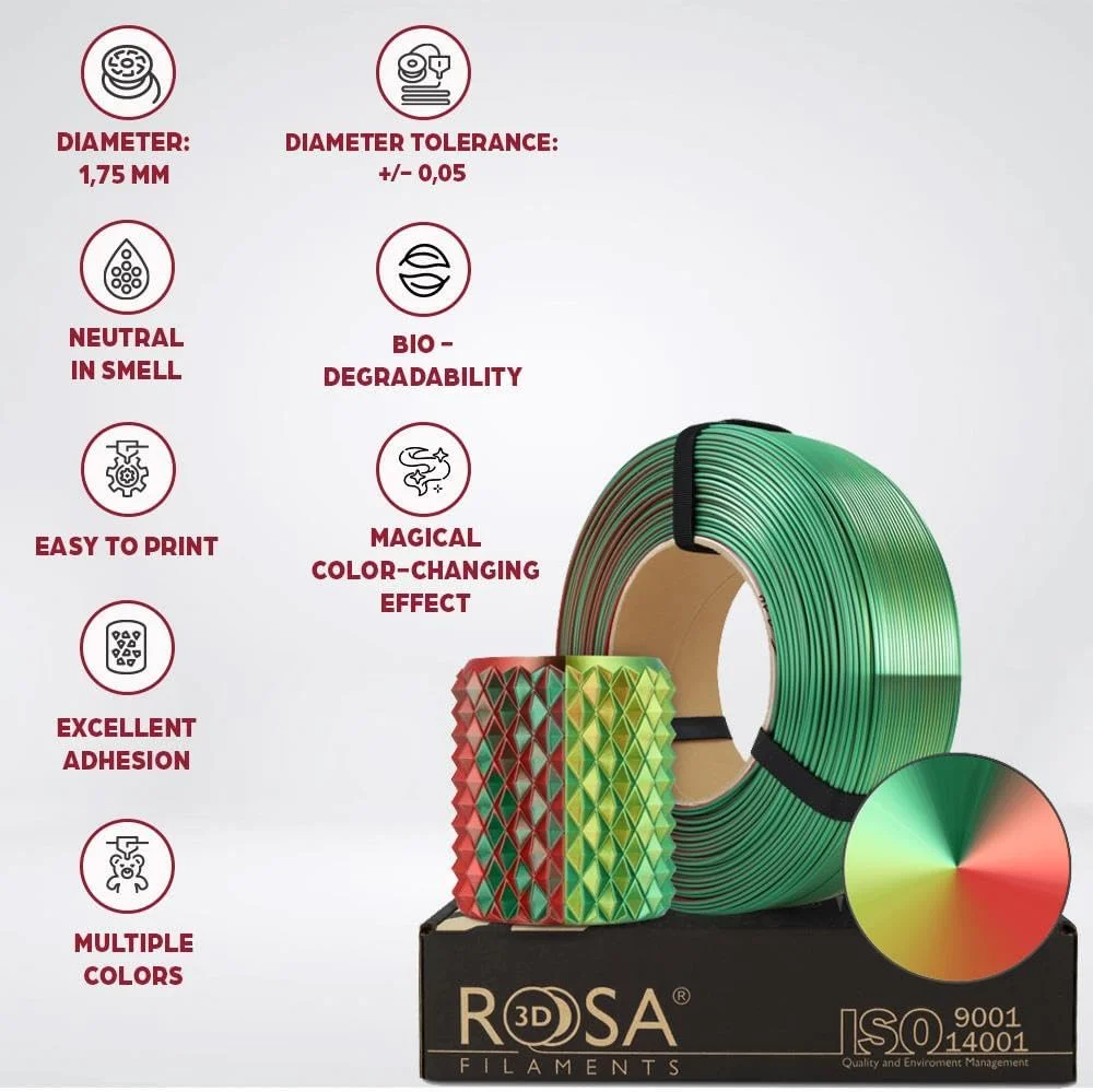 فیلامنت ابریشمی جادویی PLA سه بعدی صورتی 1.75 میلی‌متری برای پرینترهای سه بعدی، مواد چاپی، براق و زیست تخریب پذیر، فیلامنت پرینتر سه بعدی، مواد چاپ سه بعدی، مدل ببر عرفانی، پرینت 1 کیلوگرمی