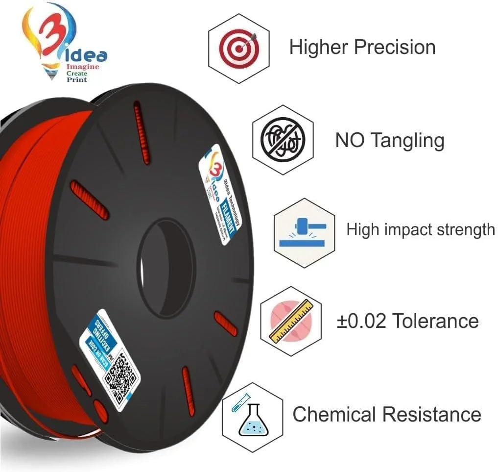 فیلامنت چاپ سه بعدی ABS تری آیدیا (قرمز) | دمای چاپ - 220-230 درجه سانتیگراد | سرعت پر کردن - 30 تا 90 میلی متر بر ثانیه | متریال چاپ سه بعدی