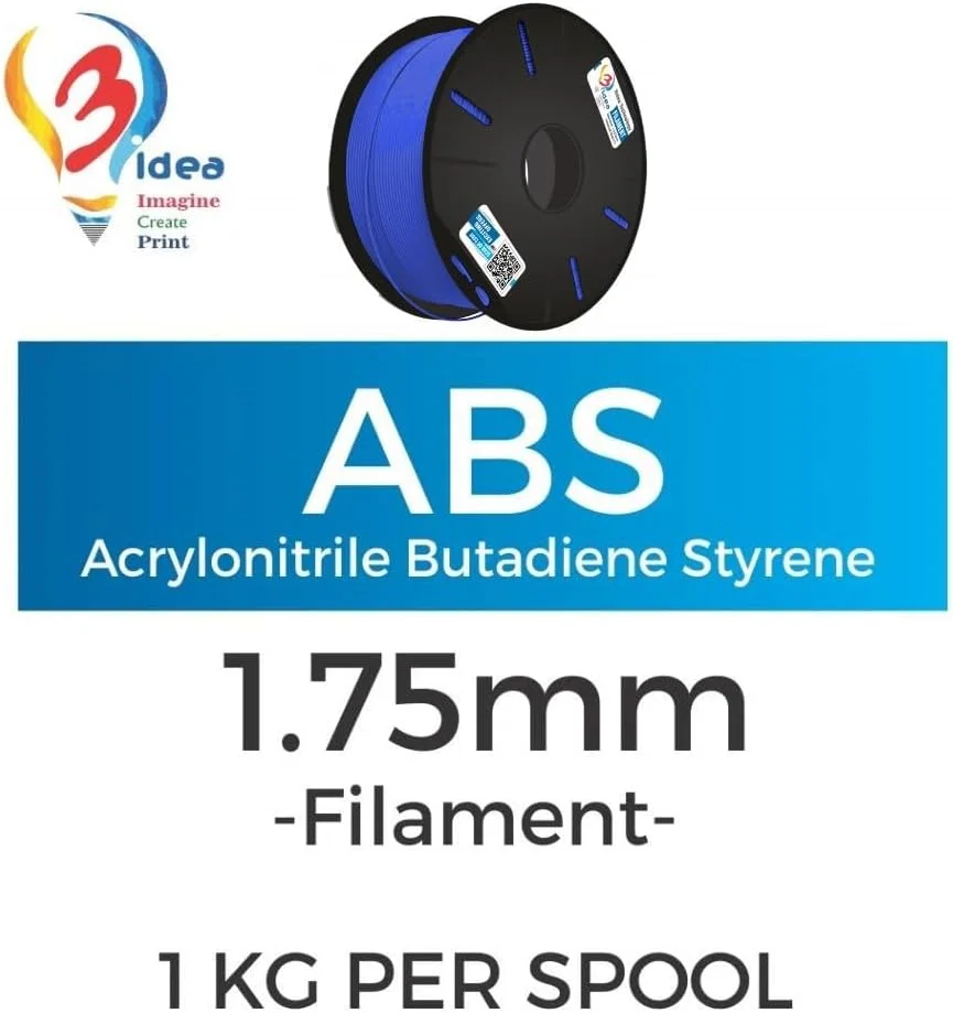 فیلامنت چاپ سه بعدی ممتاز ABS 3idea، 1.75 میلی متر | دقت ابعادی +/- 0.03 میلی متر | سازگار با اکثر پرینترهای FDM | فیلامنت پرینتر سه بعدی 1 کیلوگرمی - (ABS آبی)