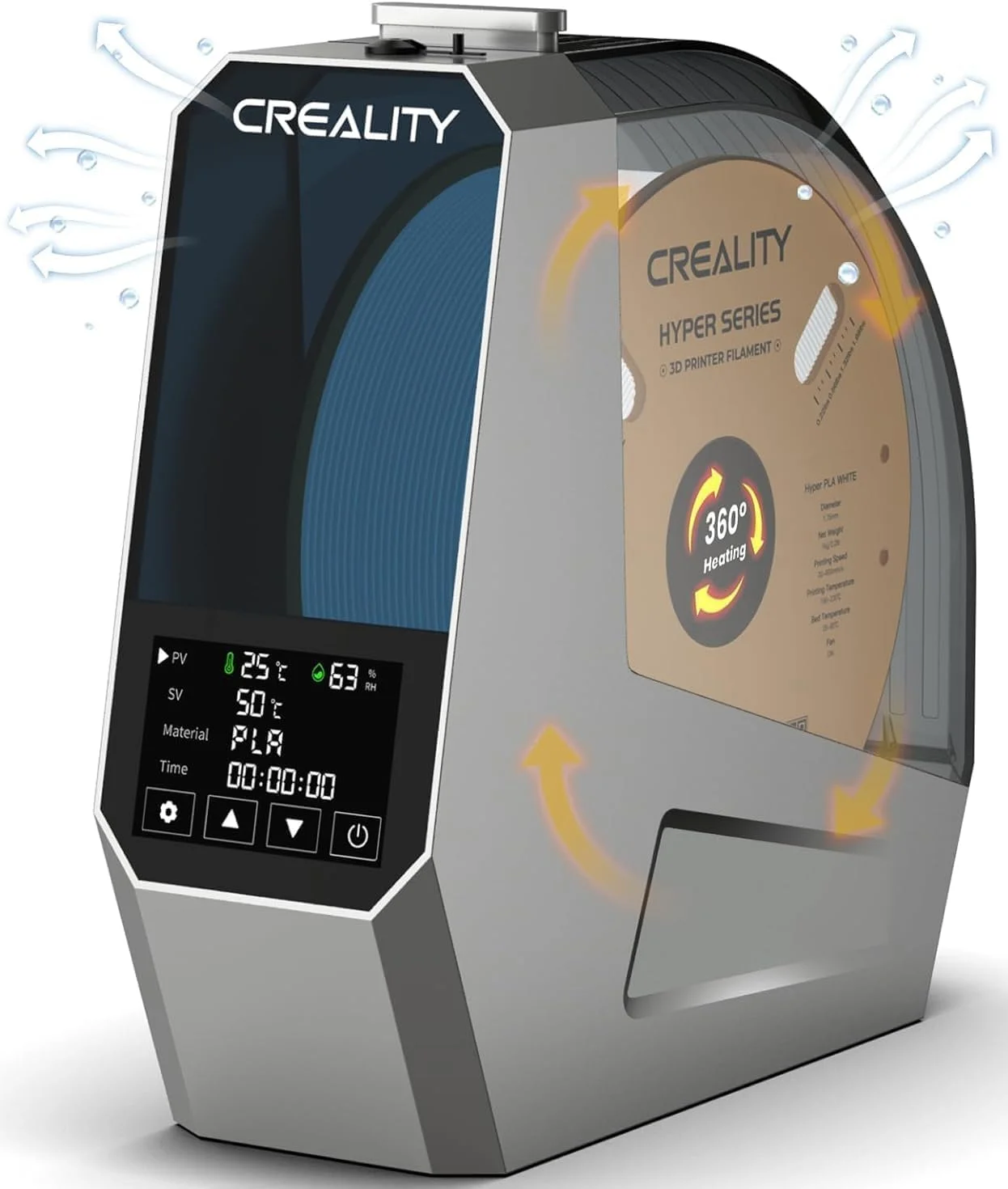 جعبه خشک کن فیلامنت Space PI رسمی کرالیتی، جعبه خشک کن فیلامنت پرینتر سه بعدی با گرمایش 360 درجه، جعبه نگهداری و خشک کننده فیلامنت ارتقا یافته با فن برای فیلامنت PLA ABS PETG TPU Nylon PA 1.75MM 2.85mm