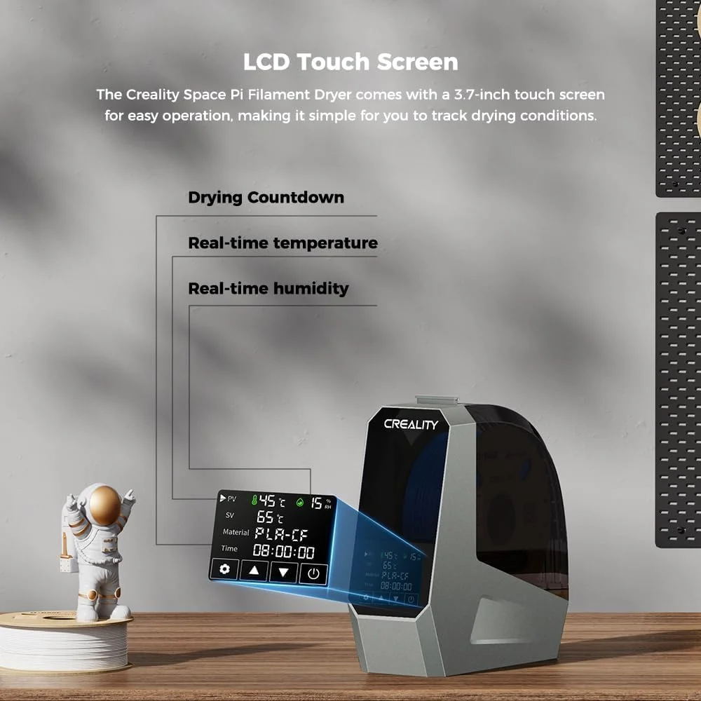 جعبه خشک کن فیلامنت Space PI رسمی کرالیتی، جعبه خشک کن فیلامنت پرینتر سه بعدی با گرمایش 360 درجه، جعبه نگهداری و خشک کننده فیلامنت ارتقا یافته با فن برای فیلامنت PLA ABS PETG TPU Nylon PA 1.75MM 2.85mm