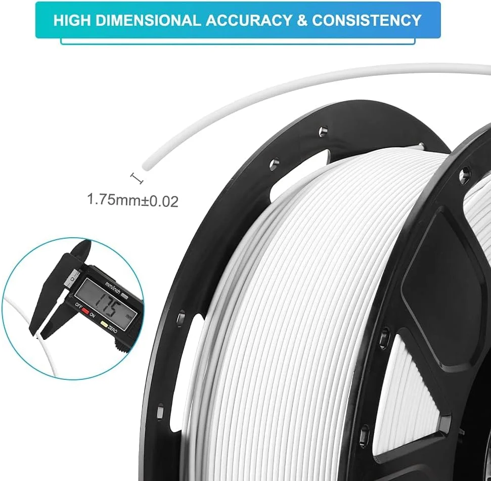 فیلامنت PLA رسمی Creality برای پرینتر سه بعدی، قطر 1.75 میلی متر، دقت ابعادی +/- 0.03 میلی متر، 1 کیلوگرم، مواد چاپ سه بعدی، فیلامنت سفید