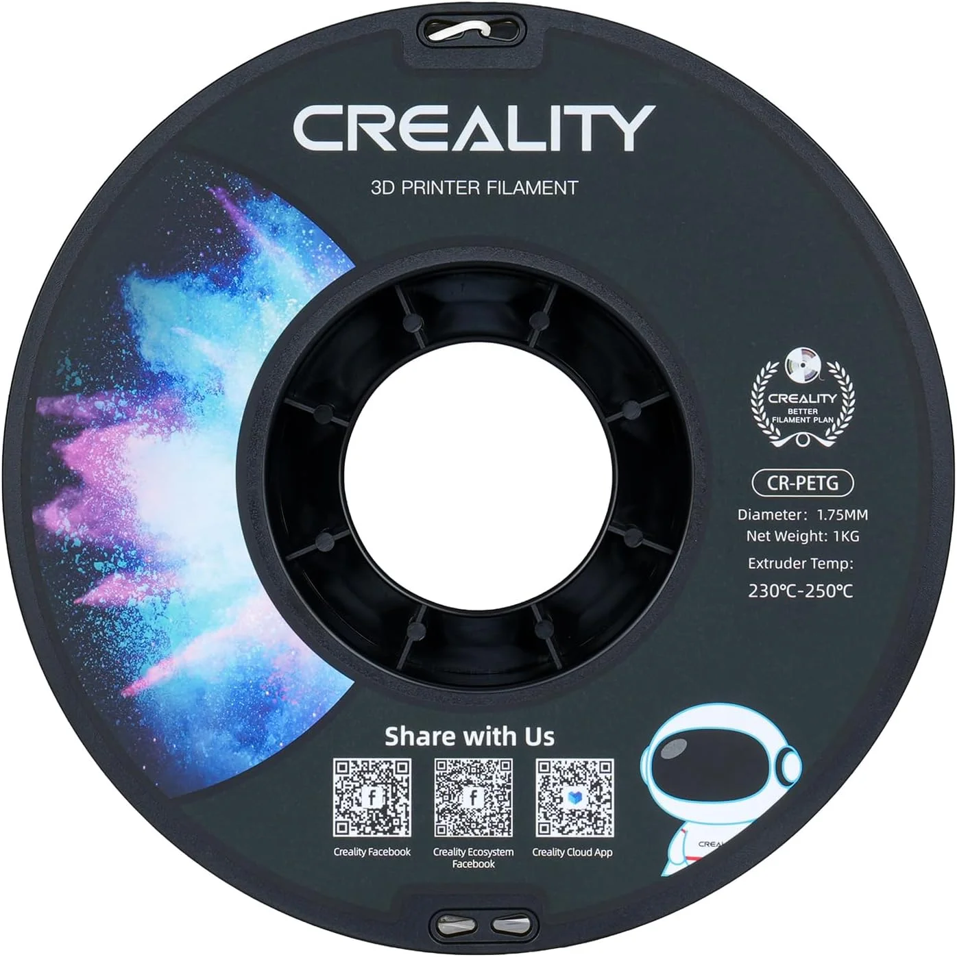 فیلامنت PETG کرالیتی 1.75mm، فیلامنت پرینتر سه بعدی، PLA ارتقا یافته، اسپول 1 کیلوگرمی مرتب پیچیده شده، دقت ابعادی ±0.03mm، مناسب برای پرینترهای FDM Ender، Bambu Lab، Anycubic، ELEGOO (سفید)