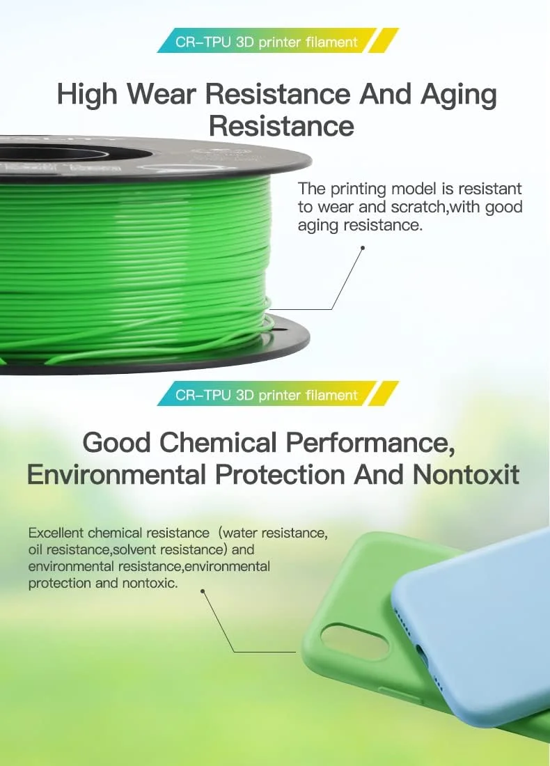 فیلامنت TPU کرالیتی 1.75 میلی‌متر، فیلامنت پرینت سه بعدی، با قابلیت ارتجاعی بالا، جنس چسبنده نرم، الاستیک، 1 کیلوگرم، فیلامنت TPU برای پرینتر سه بعدی (مشکی)