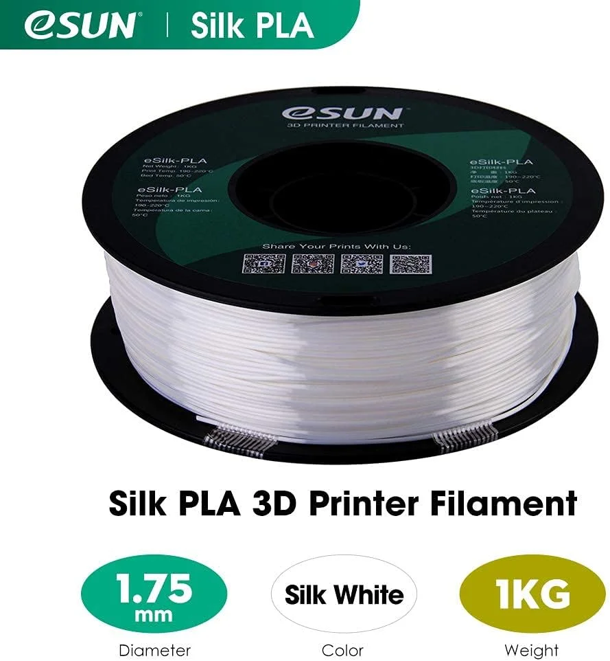 فیلامنت PLA ابریشمی eSUN، سفید، 1.55 کیلوگرم