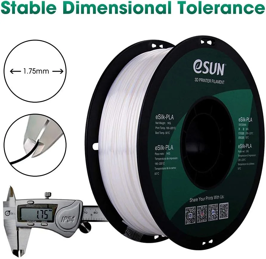 فیلامنت PLA ابریشمی eSUN، سفید، 1.55 کیلوگرم