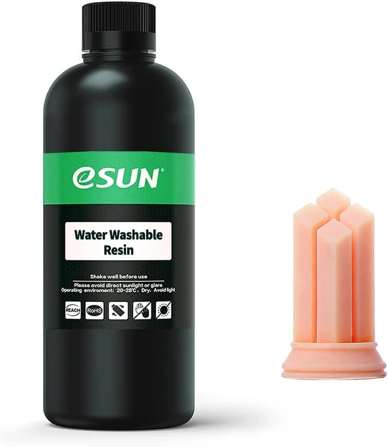 رزین قابل شستشو با آب eSUN LCD UV 405nm برای پرینتر سه بعدی، رزین سریع برای پرینترهای سه بعدی LCD، رزین فوتوپلیمری با پخت سریع UV، مواد چاپ سه بعدی مایع، 500 گرمی - رنگ هلویی