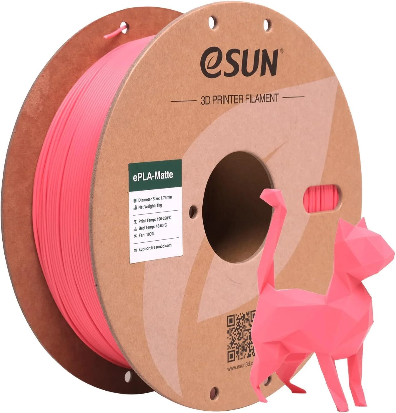 فیلامنت چاپگر سه بعدی eSUN ePLA-Matte قرمز توت فرنگی، فیلامنت چاپگر سه بعدی 1.75 میلی متری با دقت ابعادی +/- 0.02 میلی متر، 1 کیلوگرم (2.2 پوند) مناسب برای اکثر چاپگرهای سه بعدی FDM