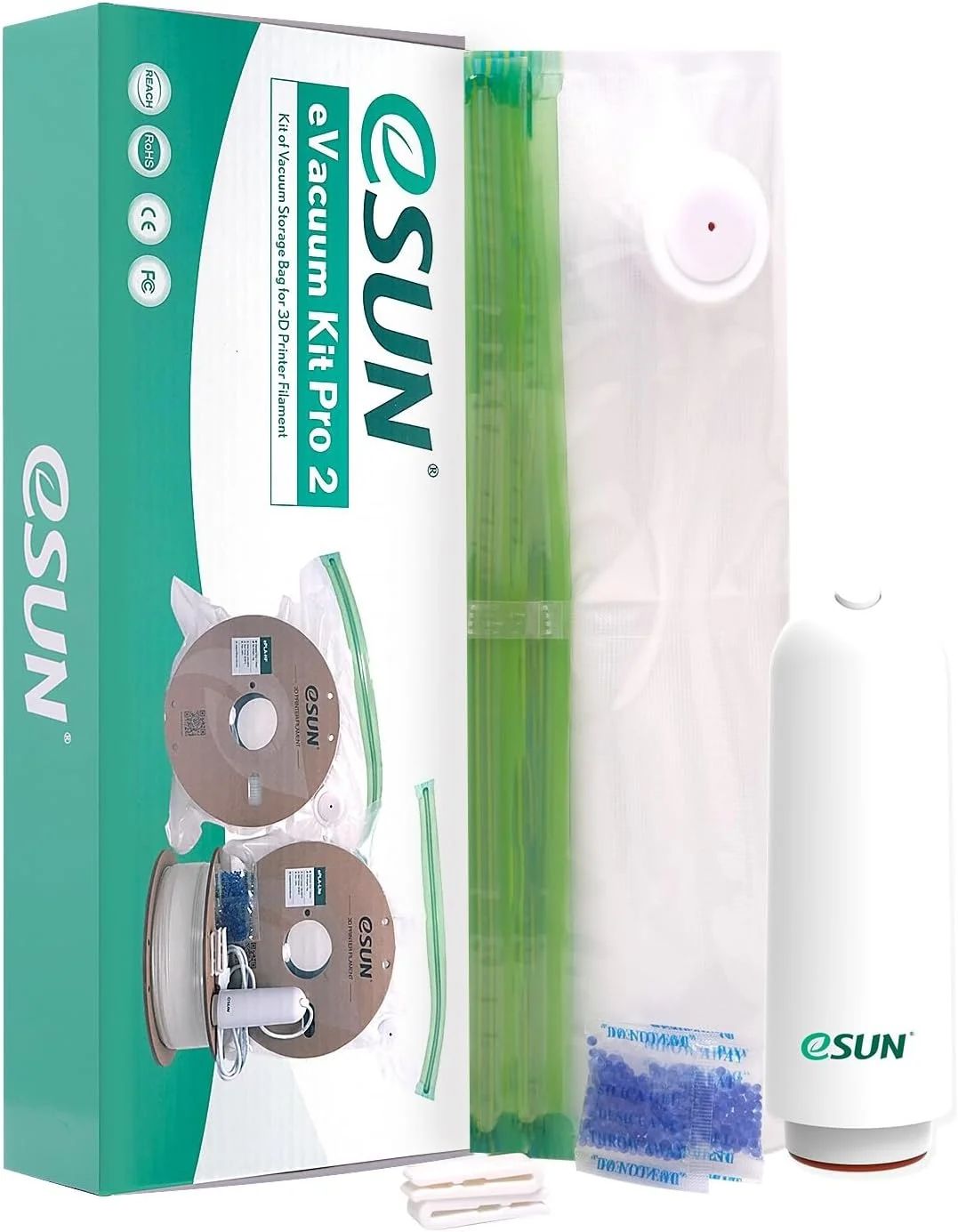 کیت نگهداری فیلامنت پرینت سه بعدی eSUN، کیسه های نگهداری وکیوم ضد گرد و غبار و مقاوم در برابر رطوبت برای خشک نگه داشتن فیلامنت، 10 کیسه وکیوم در هر کیت