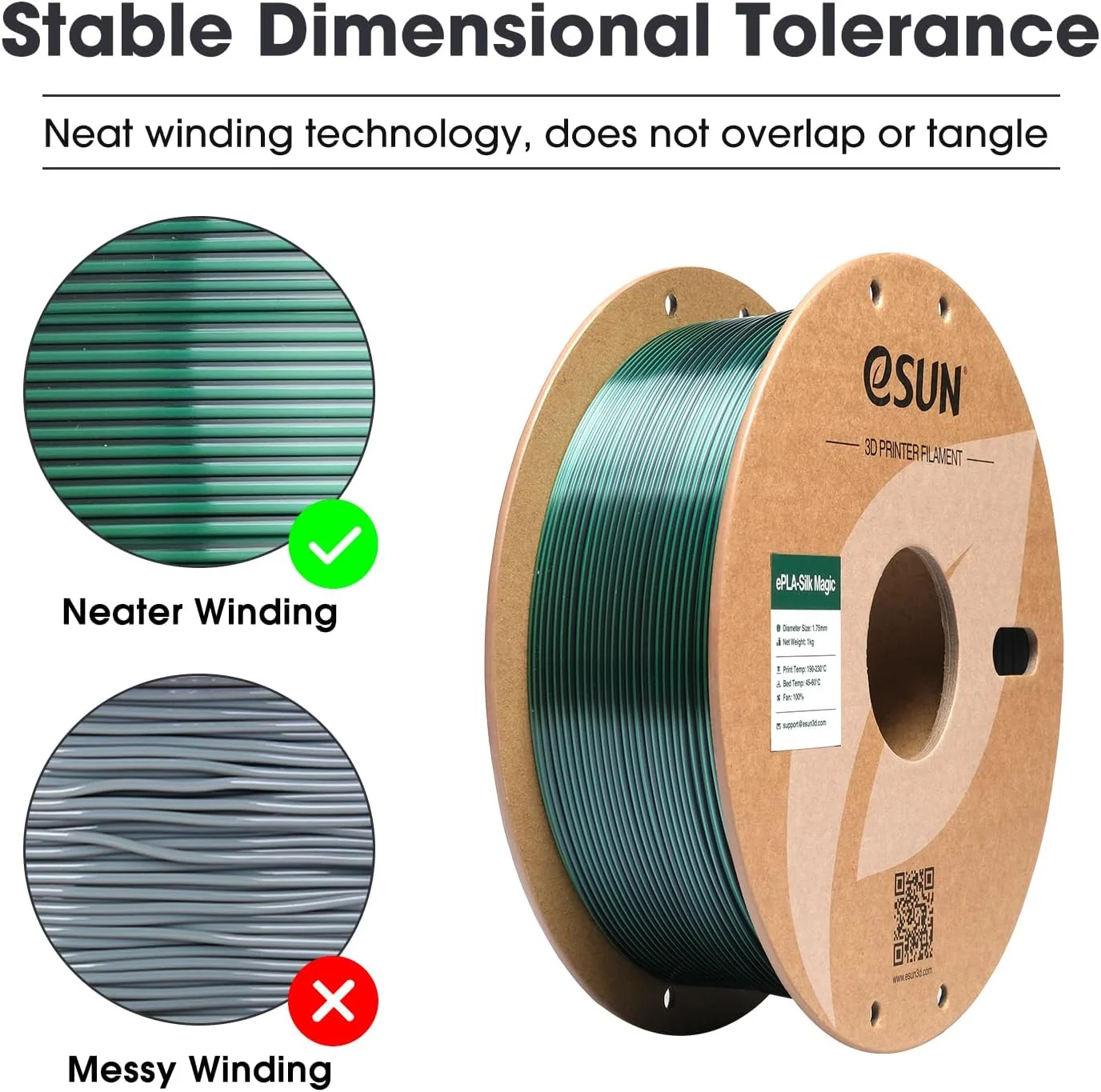 فیلامنت PLA ابریشمی دو رنگ eSUN 1.75mm، فیلامنت چاپ سه بعدی جادویی ابریشمی با اکستروژن مشترک، قرقره 1 کیلوگرمی (2.2 پوند) با تغییر گرادیان برای پرینترهای سه بعدی، ابریشمی مشکی سبز فیلامنت PLA ابریشمی دو رنگ eSUN 1.75mm، فیلامنت چاپ سه بعدی جادویی ابریشمی با اکستروژن مشترک، قرقره 1 کیلوگرمی (2.2 پوند) با تغییر گرادیان برای پرینترهای سه بعدی، ابریشمی مشکی سبز