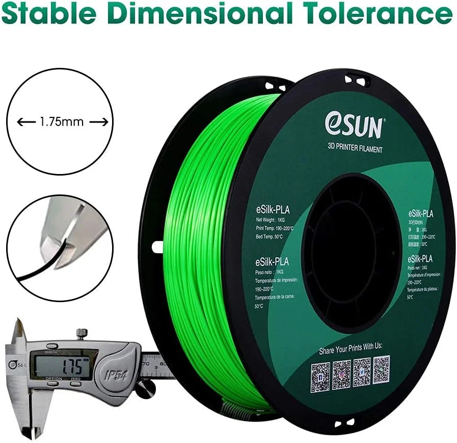 فیلامنت PLA ابریشمی eSUN، سبز، 1.55 کیلوگرم