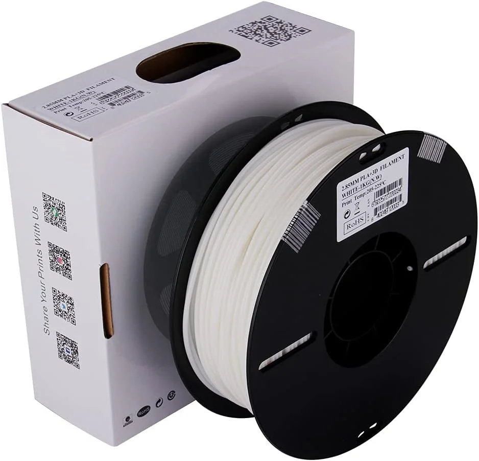فیلامنت پرینتر سه بعدی ای‌سان PLA+ سفید 2.85 میلی‌متری - 1 کیلوگرم (وزن خالص)
