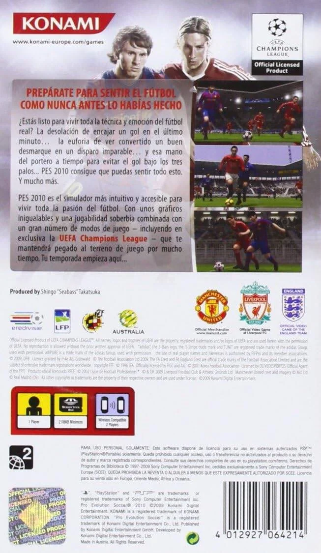 بازی فوتبال تکاملی حرفه ای Konami PES 2010 (PSP)