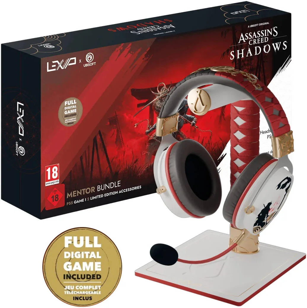 باندل منتور Lexip x Ubisoft Assassin's Creed Shadows، بازی PS5 + هدست بیسیم + پایه هدست، درایورهای 50 میلیمتری، 2.4 گیگاهرتز، راحتی، عملکرد و طراحی انحصاری | باندل منتور باندل منتور Lexip x Ubisoft Assassin's Creed Shadows، بازی PS5 + هدست بیسیم + پایه هدست، درایورهای 50 میلیمتری، 2.4 گیگاهرتز، راحتی، عملکرد و طراحی انحصاری | باندل منتور