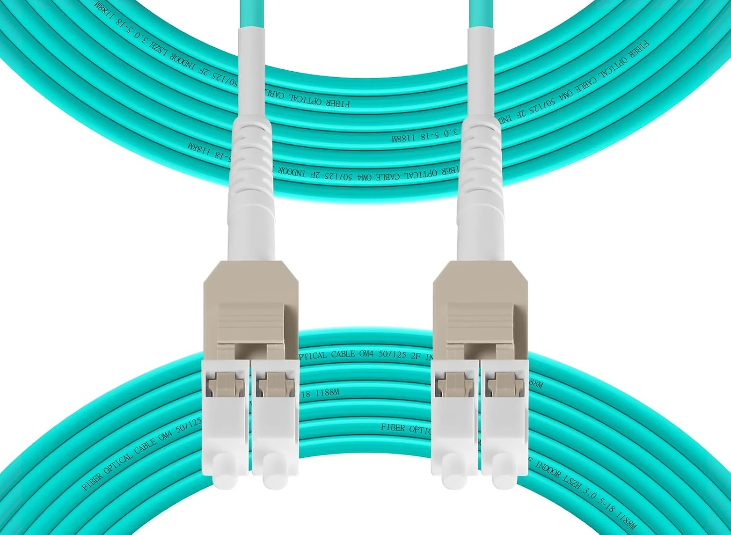 کابل فیبر نوری Uniboot OM4 LC به LC، کابل فیبر نوری چند حالته دوبلکس، پچ کورد نوری جامپر 10 گیگابیت بر ثانیه، 50/125μm، روکش LSZH، گزینه های طول: 0.2 متر (7 اینچ) - 100 متر (328 فوت)، 30 متر (98 فوت)