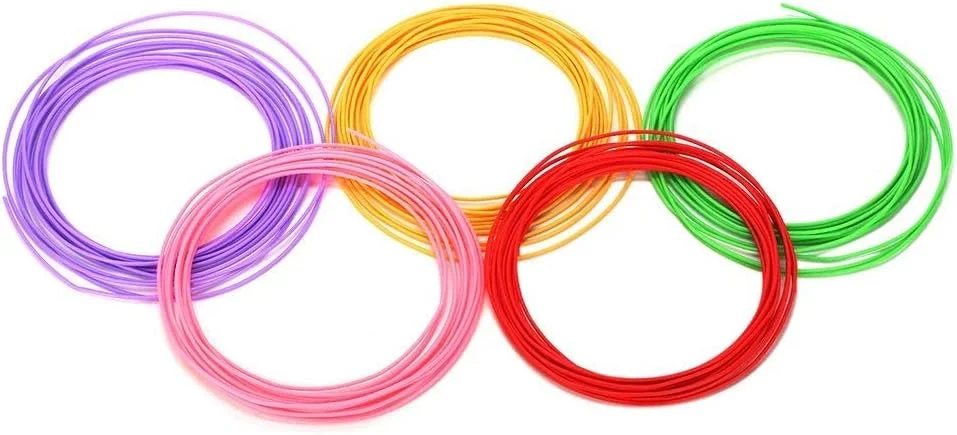 فیلامنت PLA تری‌آیدیا برای قلم سه بعدی، 5 متر هر کدام، مجموعه 5 عددی (چند رنگ)