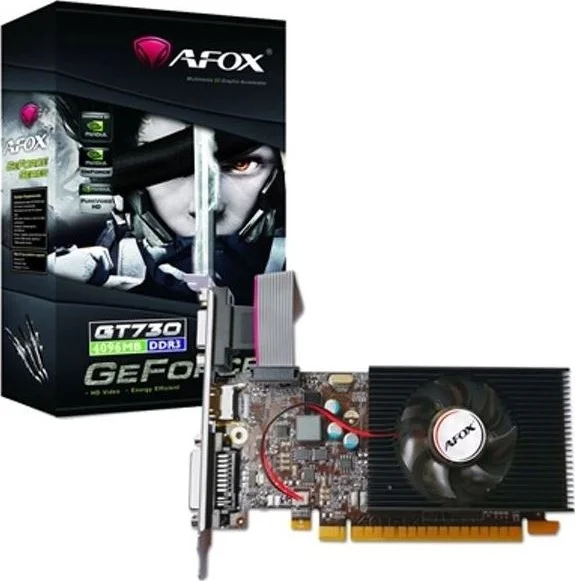 کارت گرافیک AFOX GT730 با 4 گیگابایت حافظه DDR3، 128 بیتی، Low Profile و PCI-E Gen 2.0، فرکانس 1333 مگاهرتز، NVIDIA GeForce | AF7304096D3L6