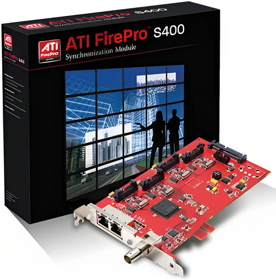 ماژول همگام‌سازی AMD FirePro S400، همگام‌سازی تا 4 پردازنده گرافیکی، فرم فاکتور تکی، ورودی BNC Genlock برای استفاده از ساعت اصلی، RJ-45 دوتایی برای اتصال زنجیره‌ای کارت‌ها، برق SATA، و لینوکس | 100-505981