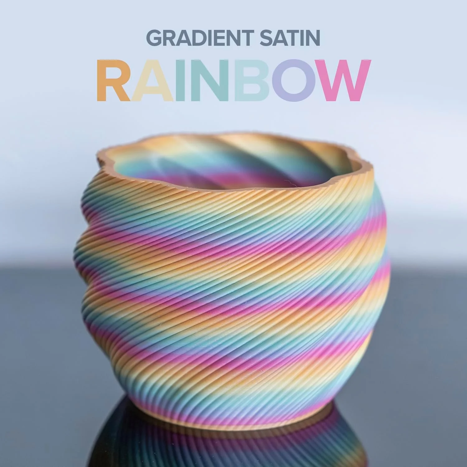 فیلامنت PLA پرینتر سه بعدی پلی میکر Panchroma Gradient Satin Rainbow، 1.75 میلی متر، فیلامنت PLA چند رنگ برای پرینت سه بعدی، رول 1 کیلوگرمی (2.2 پوند)