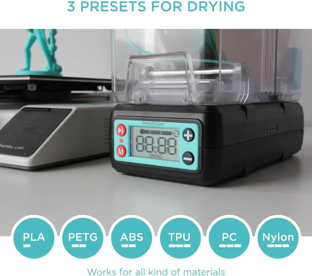 دستگاه خشک کن و جعبه نگهداری فیلامنت سه بعدی Polymaker PolyDryer Type A - سازگار با فیلامنت 1.75mm و 2.85mm - محافظت در برابر گرد و غبار، رطوبت و آلودگی