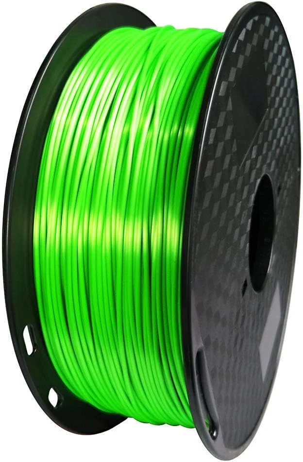 فیلامنت PLA ابریشمی سبز CC3D، قطر 1.75 میلی‌متر، 1 کیلوگرم، فیلامنت PLA متالیک براق و ابریشمی برای پرینتر سه بعدی، مواد پرینت سه بعدی، رنگ سبز لیمویی