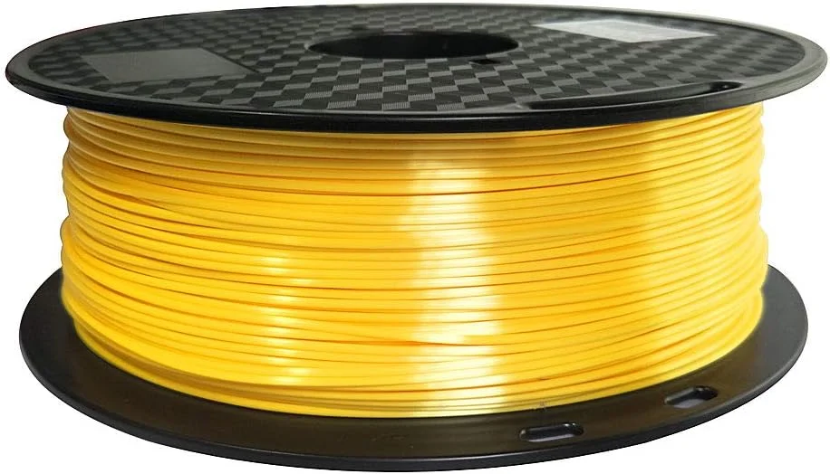 فیلامنت PLA ابریشمی زرد CC3D، قطر 1.75 میلی متر، 1 کیلوگرم، فیلامنت پرینتر سه بعدی، براق و متالیک، زرد روشن، با حس ابریشمی، مواد پرینت سه بعدی