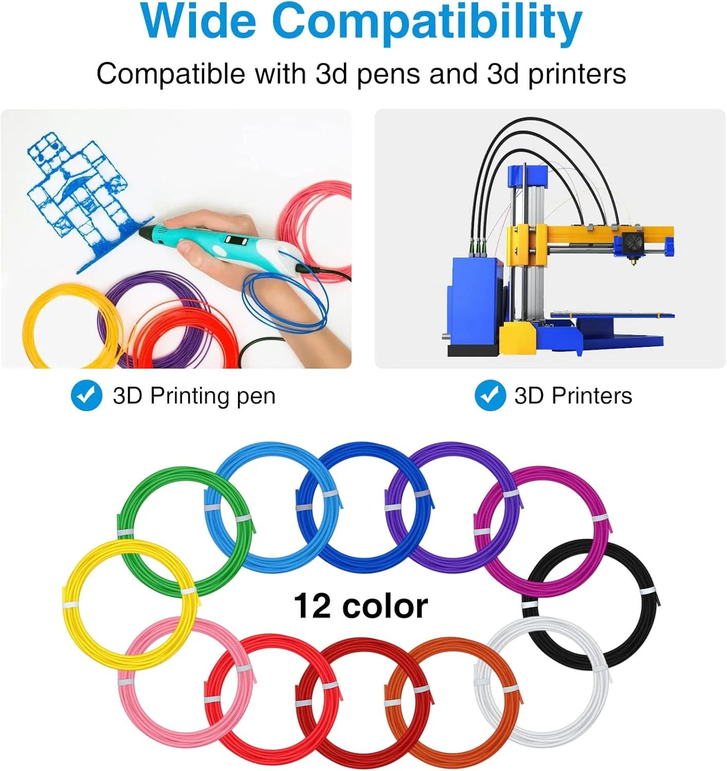 فیلامنت قلم سه بعدی ASTARON PLA 1.75 میلی متر، 12 رنگ، فیلامنت پرینتر سه بعدی، 5 متر در هر رنگ، مجموع 60 متر، مواد چاپ سه بعدی فیلامنت قلم سه بعدی ASTARON PLA 1.75 میلی متر، 12 رنگ، فیلامنت پرینتر سه بعدی، 5 متر در هر رنگ، مجموع 60 متر، مواد چاپ سه بعدی