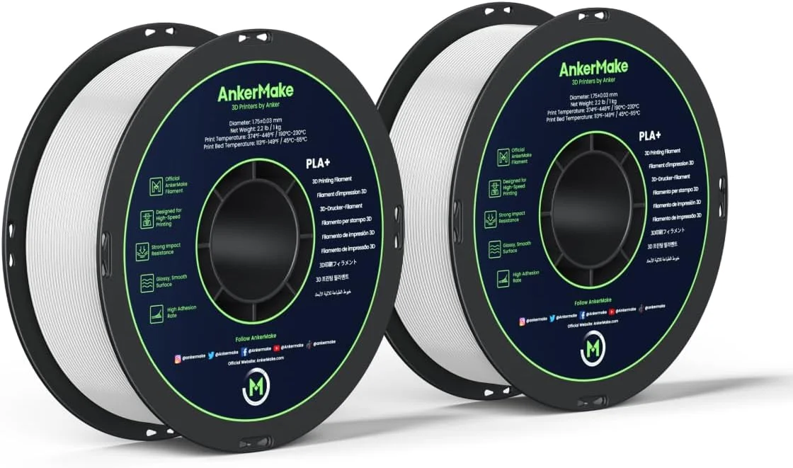 فیلامنت چاپ سه بعدی PLA+ انکرمیک، فیلامنت رسمی انکرمیک، بسته 2 عددی، 2 کیلوگرم، صاف، نرخ چسبندگی بالا، طراحی شده برای چاپ با سرعت بالا - سفید