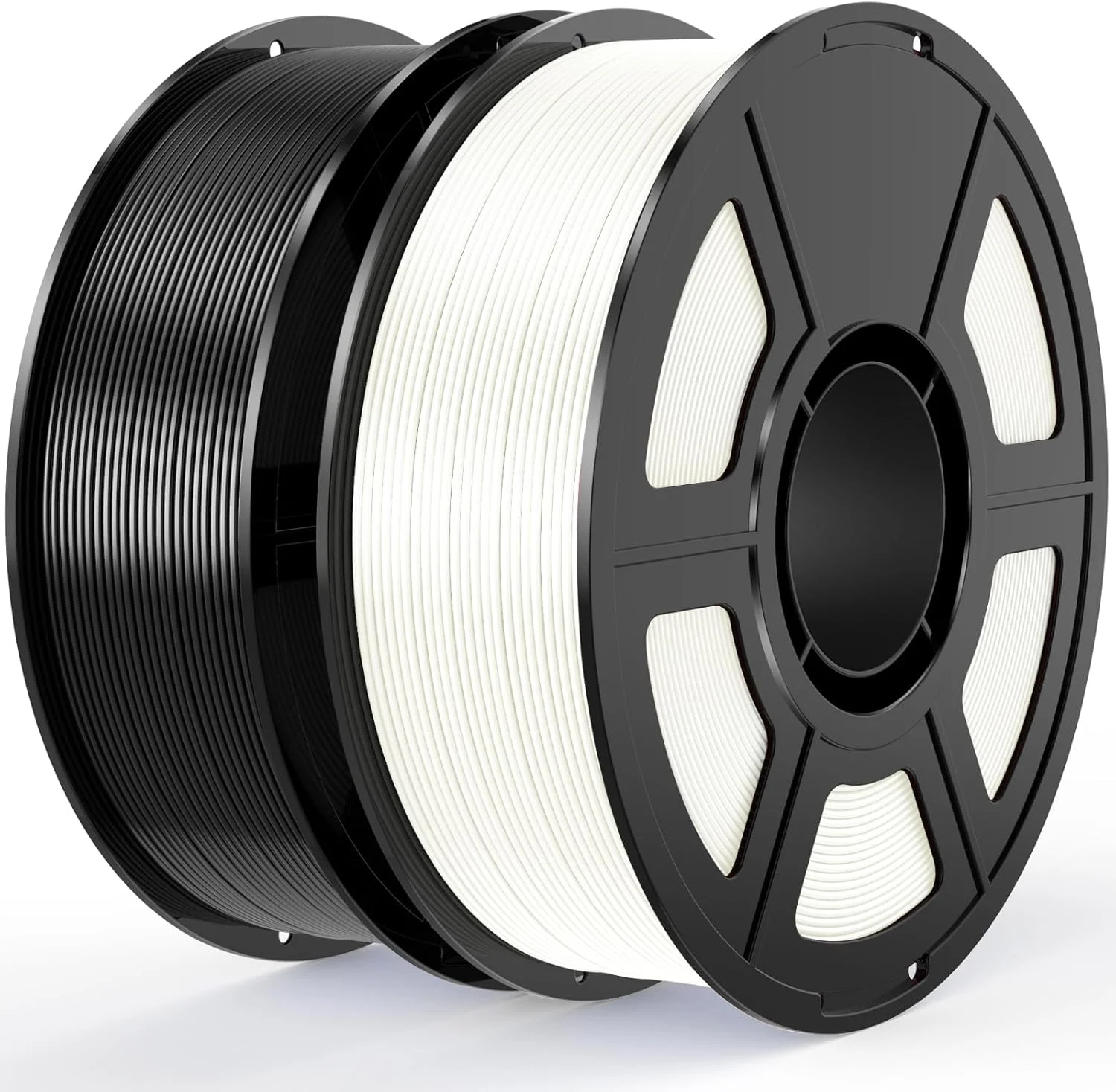 بسته فیلامنت ابریشمی PLA، فیلامنت پرینتر سه بعدی 1.75 میلی متری، بسته 2 عددی، 2 کیلوگرم، دقت ابعادی +/- 0.03 میلی متر، مناسب برای اکثر پرینترهای سه بعدی FDM (مشکی ابریشمی + سفید ابریشمی)