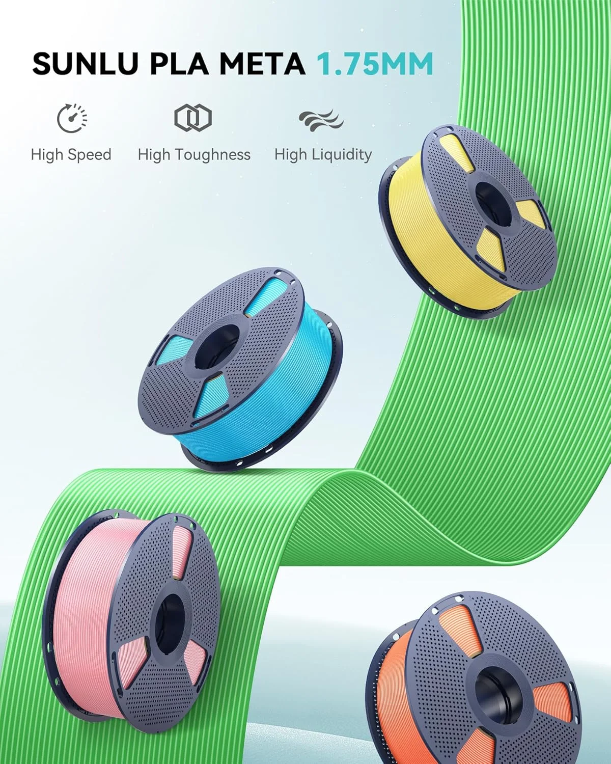 فیلامنت PLA Meta سانلو 1.75 میلیمتر، فیلامنت PLA Meta با پیچش منظم، چقرمگی، نقدینگی بهتر، چاپ سریع برای پرینترهای سه بعدی، دقت ابعادی +/- 0.02 میلیمتر، 1 کیلوگرم (2.2 پوند)، آبی فیلامنت PLA Meta سانلو 1.75 میلیمتر، فیلامنت PLA Meta با پیچش منظم، چقرمگی، نقدینگی بهتر، چاپ سریع برای پرینترهای سه بعدی، دقت ابعادی +/- 0.02 میلیمتر، 1 کیلوگرم (2.2 پوند)، آبی