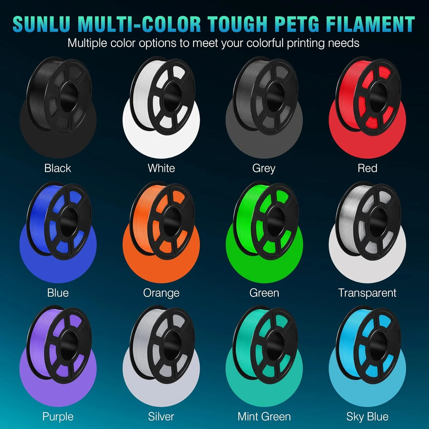 فیلامنت پرینتر سه بعدی PETG سانلو، 1.75 میلی متر، قرقره 1 کیلوگرمی، فیلامنت PETG خاکستری 1.75 +/- 0.02 میلی متر برای پرینت سه بعدی فیلامنت پرینتر سه بعدی PETG سانلو، 1.75 میلی متر، قرقره 1 کیلوگرمی، فیلامنت PETG خاکستری 1.75 +/- 0.02 میلی متر برای پرینت سه بعدی