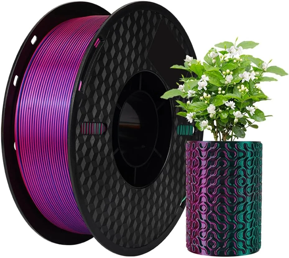 فیلامنت PLA پرینتر سه بعدی 1 کیلوگرم 1.75 میلی متر، متریال ابریشمی، تجزیه پذیر و سازگار با محیط زیست، دقت ابعادی 0.03 میلی متر، رول استاندارد