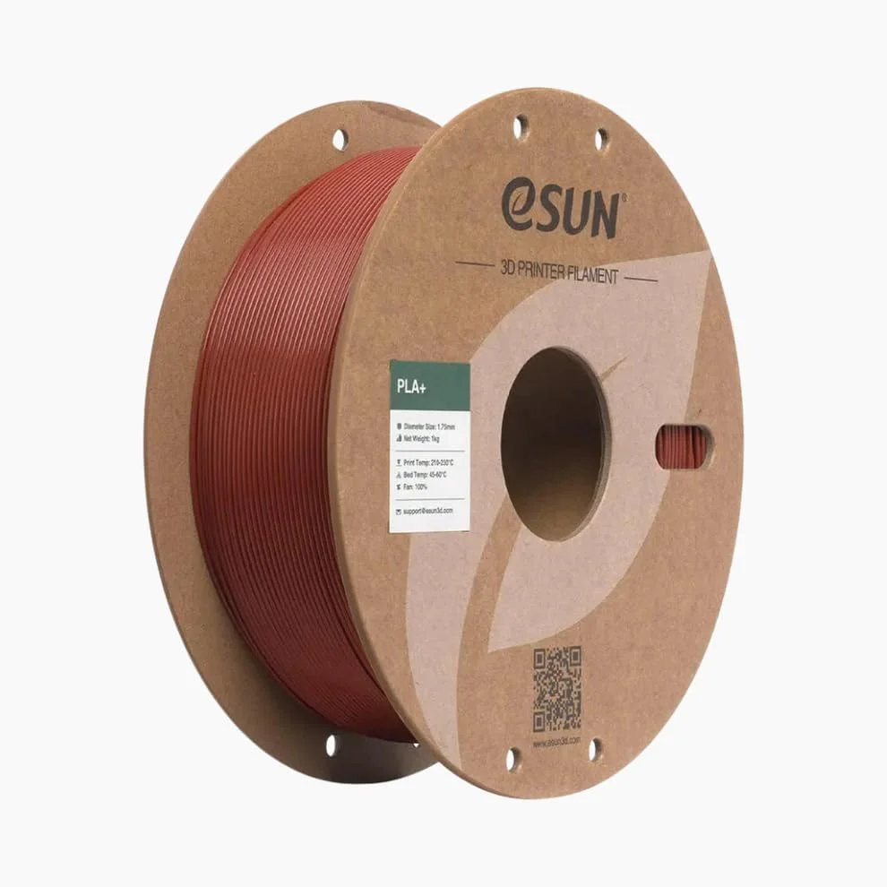 فیلامنت PLA+ قرمز آجری eSUN، قطر 1.75 میلی‌متر، 1 کیلوگرم/رول، مقاوم در برابر ترک خوردگی - PLA با پرداخت صاف | فیلامنت برای پرینترهای سه بعدی FDM، تلورانس رول PLA PLUS در محدوده +/-0.05mm (قرمز آجری)