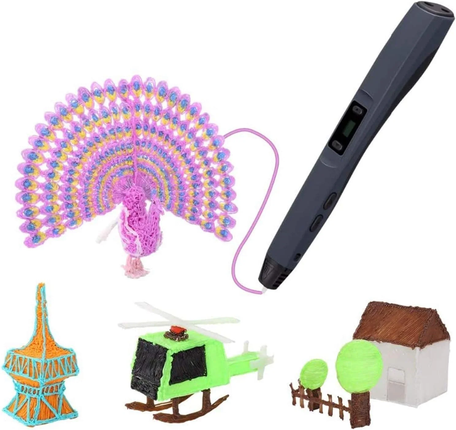 رشته های قلم سه بعدی ELECDON PLA، ۱۲ رنگ ۱.۷۵ میلی متر، ۱۰ فوت در هر رنگ، مجموعاً ۱۲۰ فوت رشته قلم چاپ سه بعدی، رشته چاپگر سه بعدی برای اکثر قلم های هوشمند سه بعدی