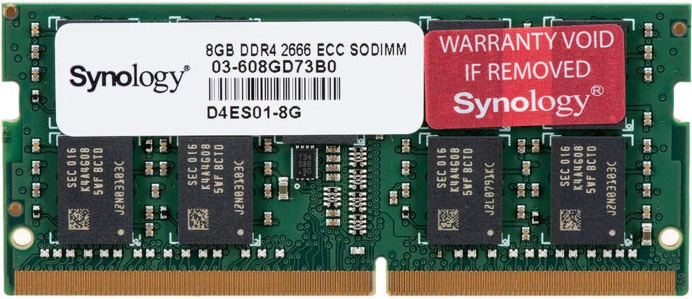 ماژول حافظه سرور سینولوژی 8 گیگابایت D4ES01-8G ECC DDR4 SO-DIMM، ظرفیت 8 گیگابایت (1 x 8GB)، بدون بافر، ECC، 260-Pin SO-DIMM، برای استفاده با آرایه های منتخب Synology NAS | D4ES01-8G