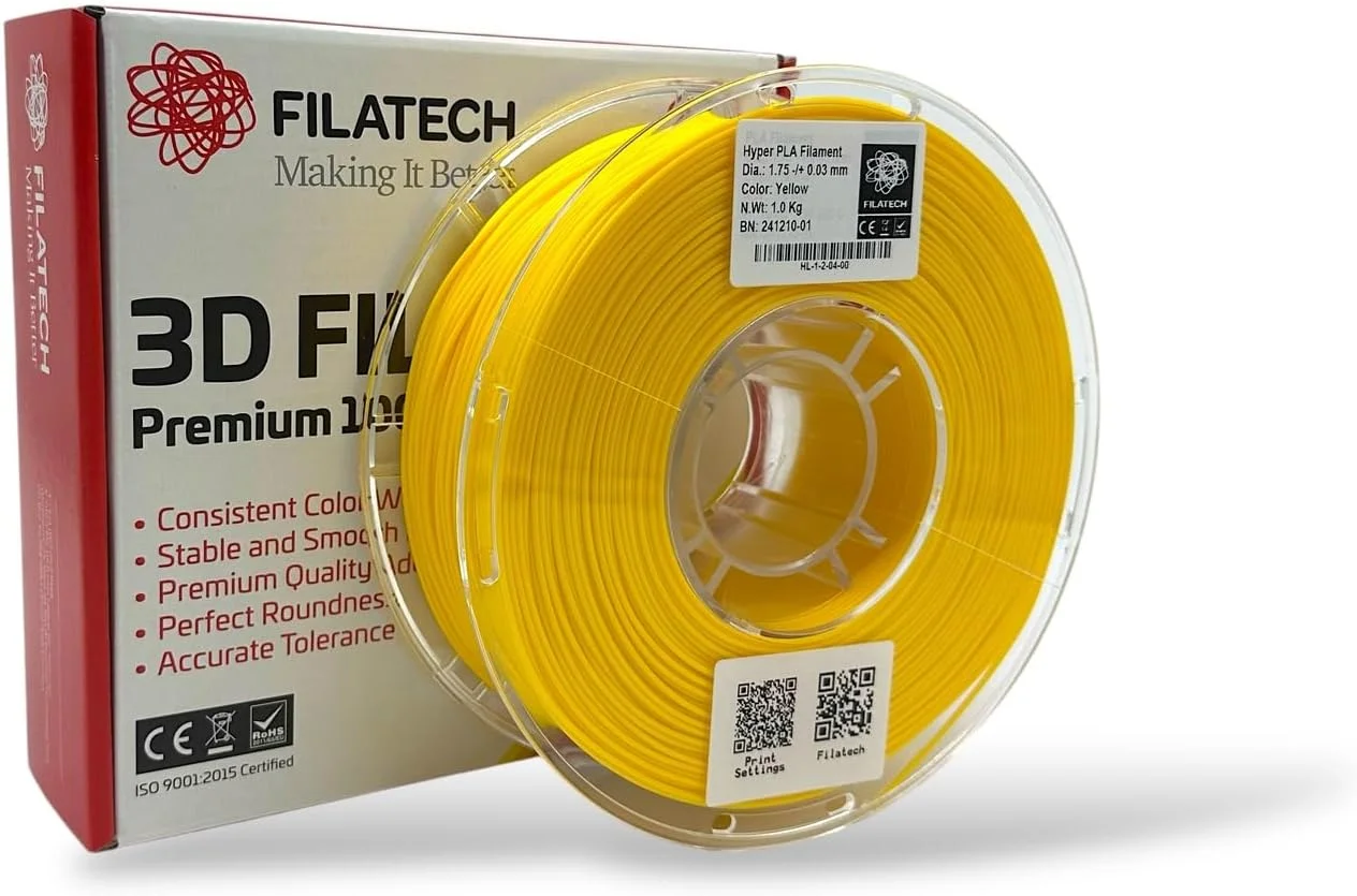 فیلامنت پرینت سه بعدی PLA هایپر فیلا تک، 1.75 میلی متر، زرد، 1.0 کیلوگرم، پرینت با سرعت بالا 600 میلی متر بر ثانیه، ساخت امارات متحده عربی
