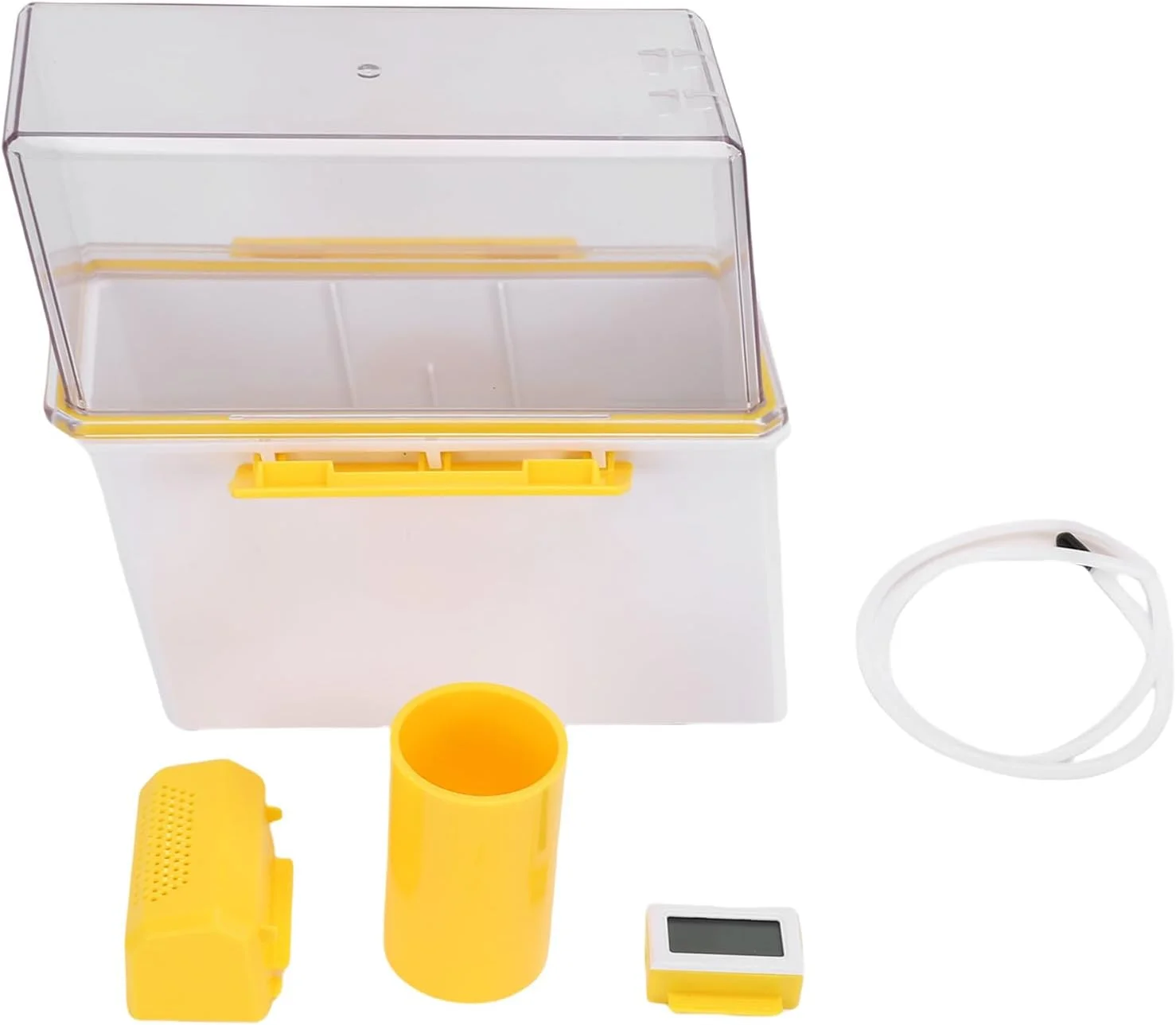 جعبه نگهداری فیلامنت پرینت سه بعدی Fockety، طراحی شفاف و مهر و موم شده با نگهدارنده چرخشی برای محافظت از فیلامنت، دماسنج و رطوبت سنج، محفظه پلاستیکی 25.5x23.5x12 سانتی متر