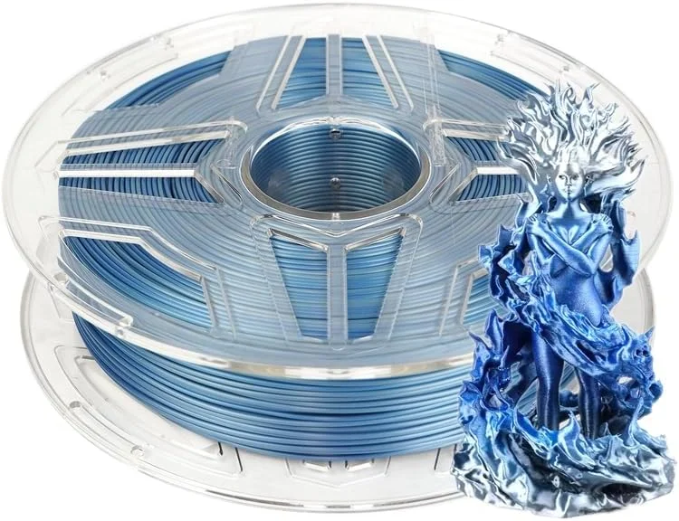 فیلامنت PLA ابریشمی رنگین کمانی LeoPlas، قطر 1.75 میلی متر، براق و ابریشمی، 1 کیلوگرم، برای مواد چاپ سه بعدی (آبی-نقره ای)