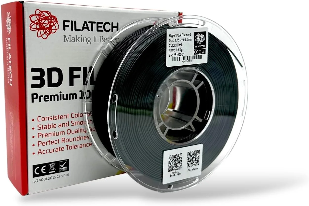 فیلامنت چاپ سه بعدی Hyper PLA فیلا تک، 1.75 میلی متر، مشکی، 1.0 کیلوگرم، چاپ با سرعت بالا 600 میلی متر بر ثانیه، ساخت امارات متحده عربی