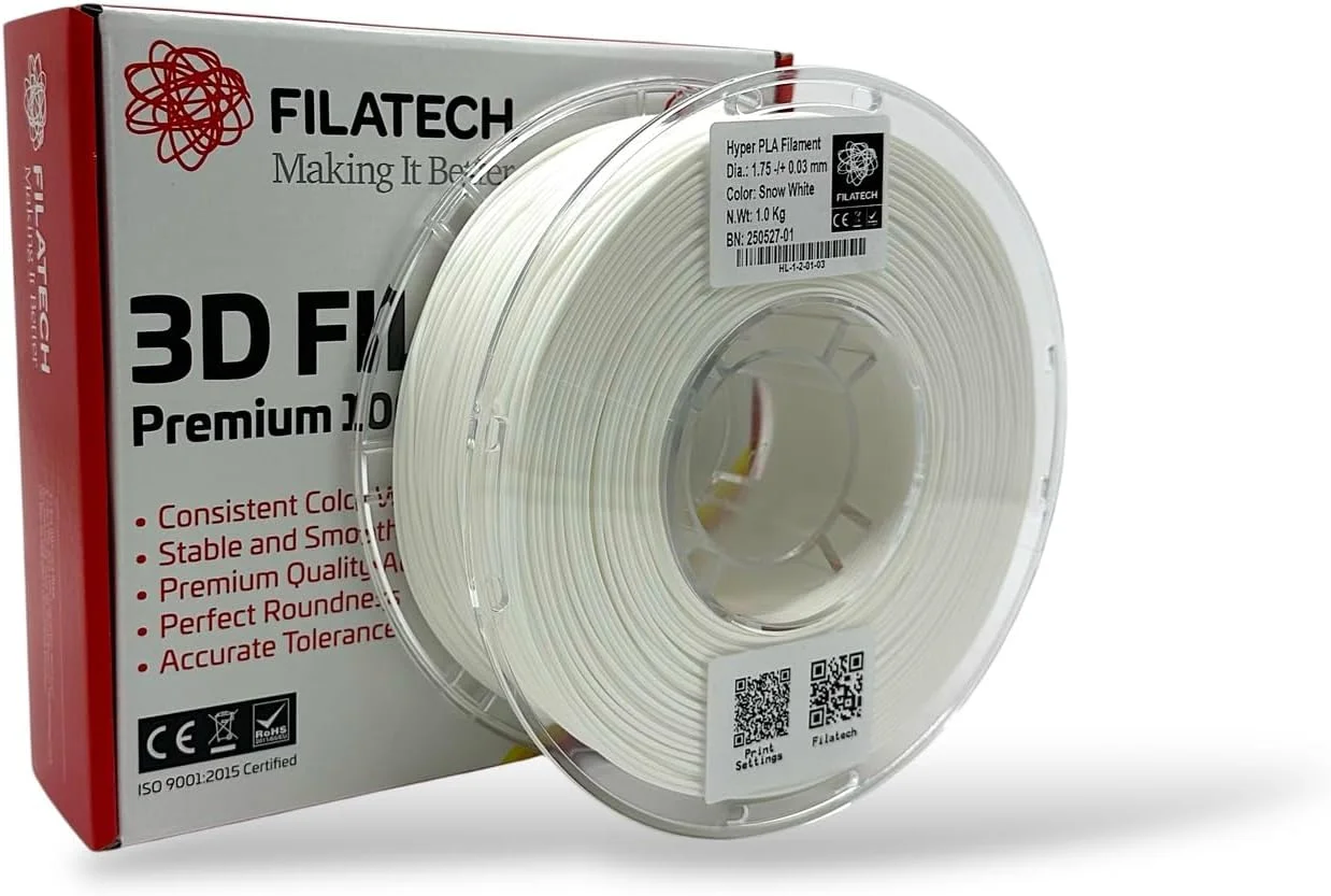 فیلامنت پرینت سه بعدی PLA هایپر فیلا تک، 1.75 میلی متر، سفید برفی، 1.0 کیلوگرم، پرینت با سرعت بالا 600 میلی متر بر ثانیه، ساخت امارات متحده عربی