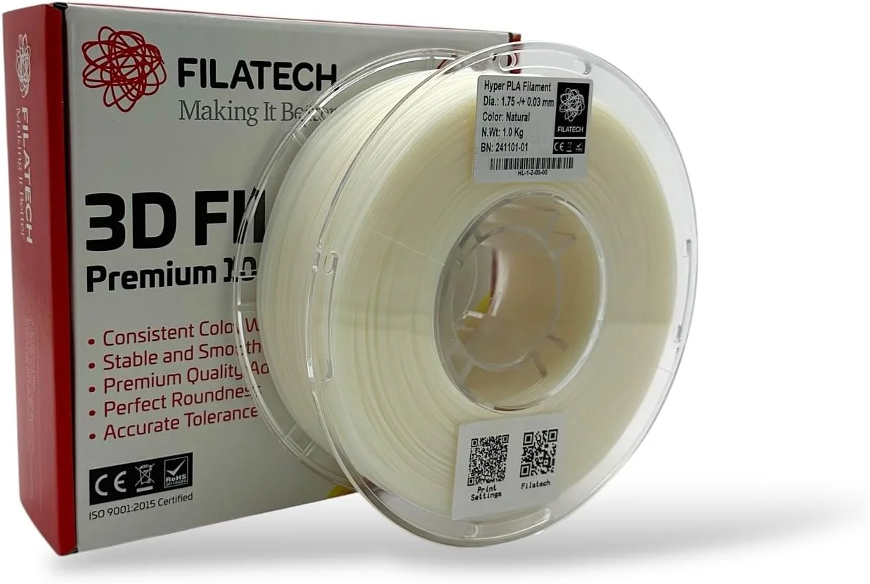 فیلامنت پرینت سه بعدی Hyper PLA فیلاتک، 1.75 میلی متر، سفید طبیعی، 1.0 کیلوگرم، چاپ سریع 600 میلی متر بر ثانیه، ساخت امارات متحده عربی