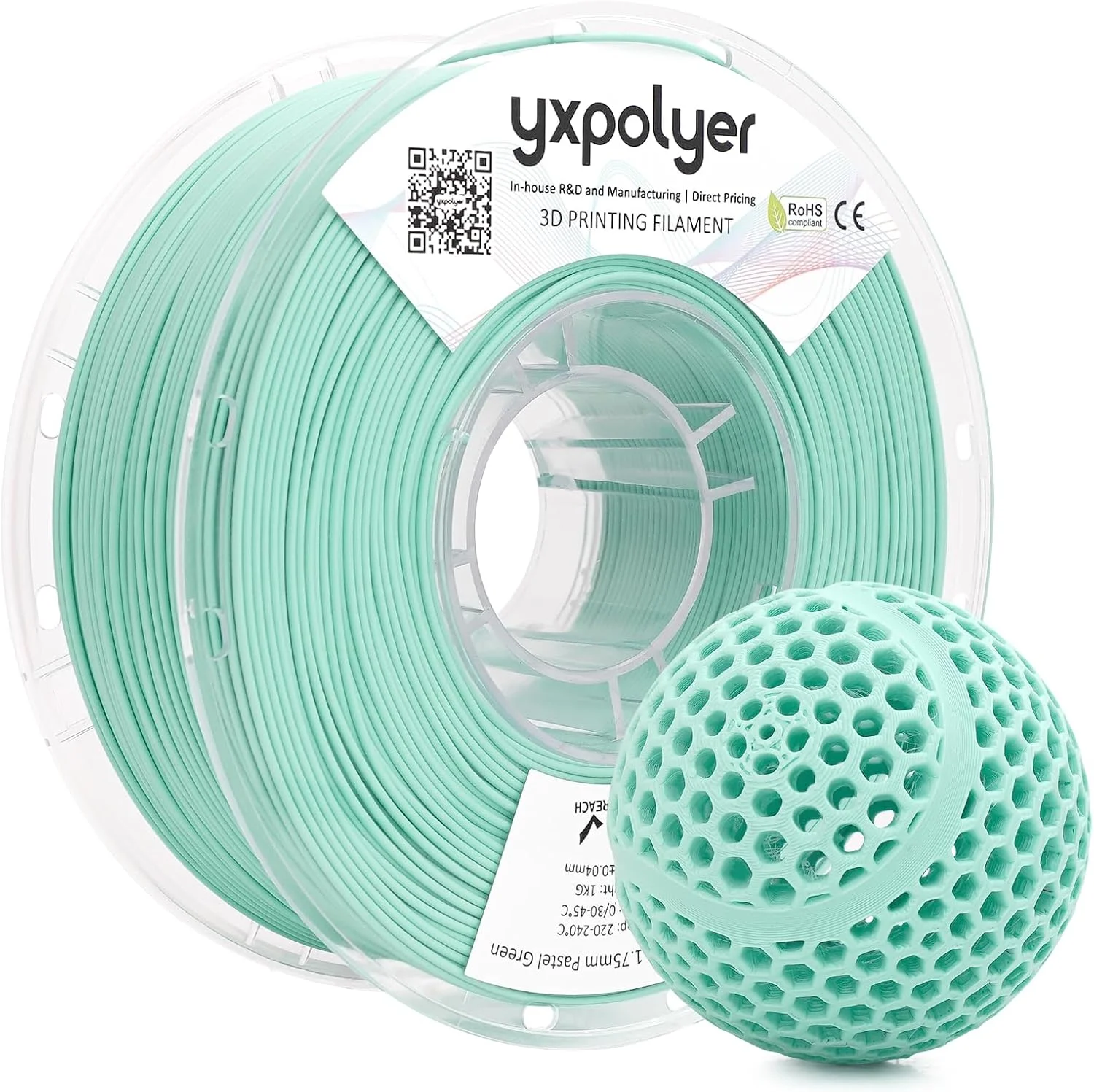 فیلامنت پرینتر سه بعدی PLA Pro انعطاف پذیر YXPOLYER برای توپ های بسکتبال بدون هوا، PLA نرم و منعطف، 1.75 میلی متر 1 کیلوگرم، سبز نعنایی