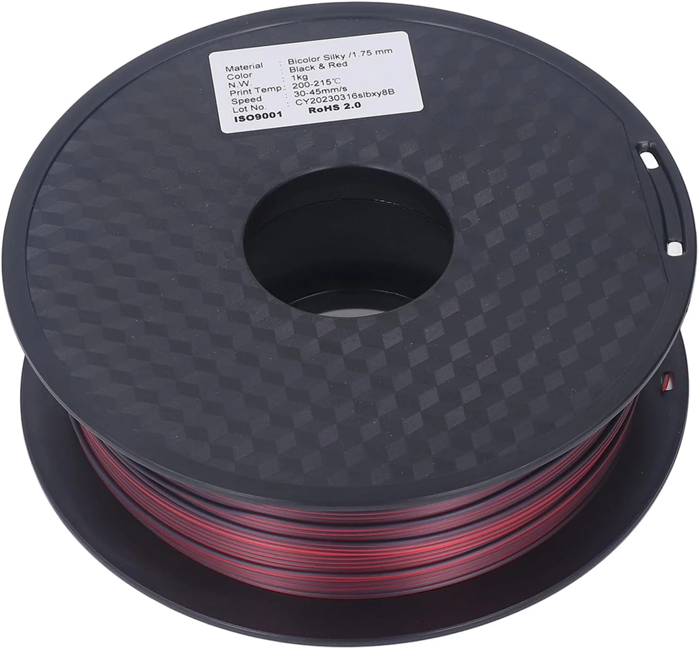 فیلامنت PLA مصرفی پرینت سه بعدی 1.75 میلی متری، مشکی صاف، قرمز، دو رنگ، مواد سازگار با محیط زیست